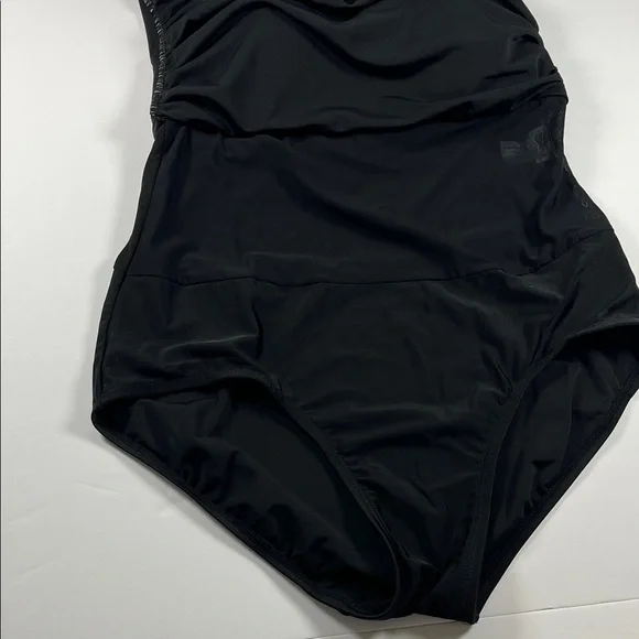 Always for Me Chic Solids Black Halter Swimsuit Sz 16W - Picture 6 of 11